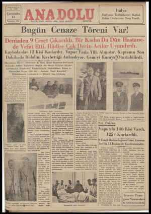 Anadolu Gazetesi 13 Kasım 1935 kapağı