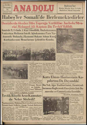  Yirmi beşinci yıl No. 6371 Perşembe 14 İkincitesrin 1935 İzmir'de hergün sabahları çıkar, siyasal gazetedir. —.. Telef on: