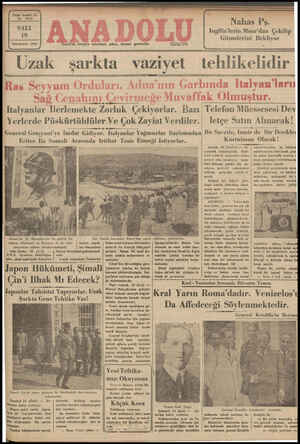 Anadolu Gazetesi 19 Kasım 1935 kapağı