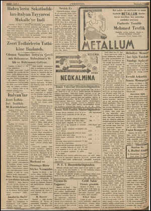  UA yr lli Sayfa 6 Habeş'ierin Sakatladık- ları Italyan Tayyaresi Makalle'ye Indi — — Istanbul, 18 (özel) — Italyan...