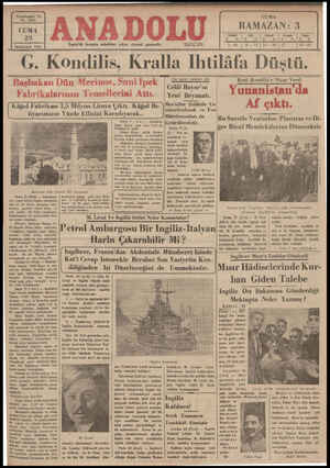 Anadolu Gazetesi 29 Kasım 1935 kapağı
