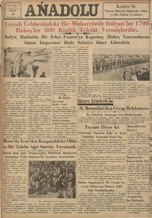   Yirmi beşlaci yıl * No 6394 EBAT 10 Birlacikâaun 1936 İstanbal, 9 (özel) — Cenup gephesinde Habeş muharibleri Me Ttalyan