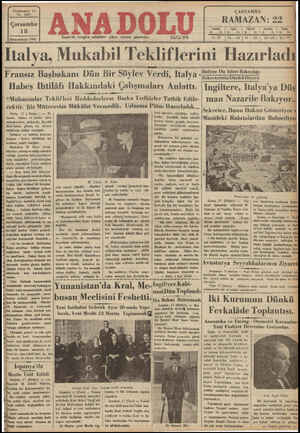 Anadolu Gazetesi 18 Aralık 1935 kapağı