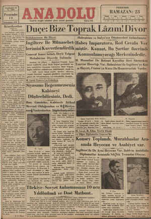 Anadolu Gazetesi 19 Aralık 1935 kapağı