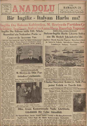 Anadolu Gazetesi 20 Aralık 1935 kapağı