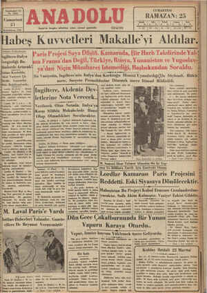 Anadolu Gazetesi 21 Aralık 1935 kapağı