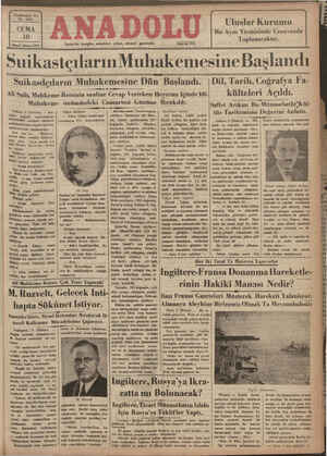 Anadolu Gazetesi 10 Ocak 1936 kapağı