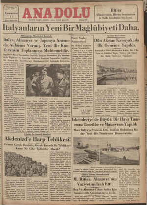 Anadolu Gazetesi 11 Ocak 1936 kapağı