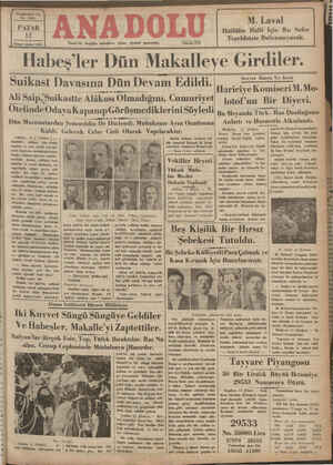 Anadolu Gazetesi 12 Ocak 1936 kapağı