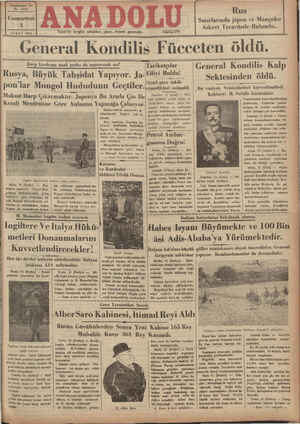   Yirmibeşinci Yıl No. 6438 Cumartesi İzmir'de hergün sabahları çıkar, siyasal ; gazetedir. .İ ŞUBAT 1936 Telef on: 2776 Rus