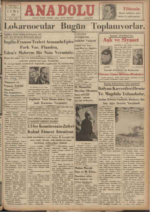 İ : B « « Fdat aa Yirmibeşleci Yul No. 6492 CUMA 10 Nisan 1936 Lokarnocular İngıltere fırs_nl bulup işi konneye ver- KO 09