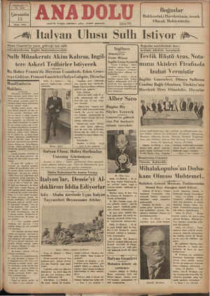    Yirmibeşlaci Yıl No, 6496 Çarşamba 15 Nisan 1936 &. Cenevre ye yıırıu geleceğ çııı sulh Müzakerelerine bugün...