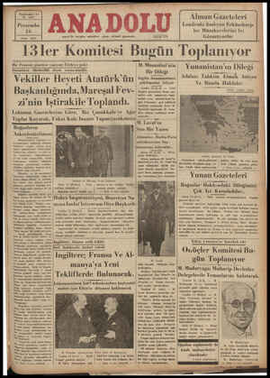    Yirmibeşlaci Y No. 6497 Perşembe 16 Nisan 1936 izmir'de hergün sabahları çıkar, siyasal gazetedir. Telef aa: 2776 Alman...