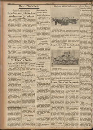    Sayfa 6 Son Dakika: KĞK SM TÜT Fransa'da kabine toplantısı Frankın Vaziyetinin Kur- tarılmasına Çalışılıyot. Paris, 7...