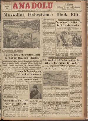    Yirmibeşinel Yıl No. 6608 Pazar 10 Mayıs 1936 Bi izmir'de hergün sababları çıkar, siyasal gazetedir. Telef on: 2776 M. Eden