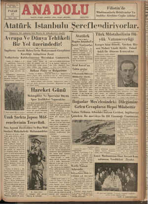    Yirmibeşinci Yıl No. 6614 PAZAR LA 1936 Mayis Atatürk Istanbulu Şereflendirivorlar. Türk Müstahsilinin Bü- OA LZANAKIK A