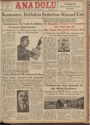    Ylemibeşinci Yıl No, 6624 CUMA 29 Mayık 1936 lemir'de hergün sabahları çıkar, siyasal gazetedir. Telef on: 2776 Fransa'da