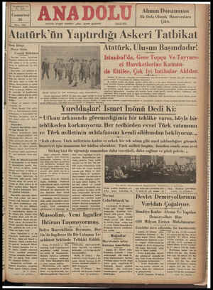  Yirmibeşinci Yıl No. 6625 Cumarlesi 30 Mayıs 1936 Izmir'de hergün sabahları çıkar, siyasal gazetedir Alman Donanması Ilk Defa