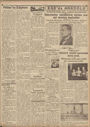  l Sirih31 —Başı Tinci sayfada— Hitler, sağt onbirda refakatin. de General Göcring olduğu halde büyük snlona dahil oldu. Bütün