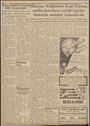  4 Sayta 6 Fransa dahili bir harp teş kilâtı karşısındadır Komünistler; telefon, posta ve tel- grafla diğer resmi daireleri