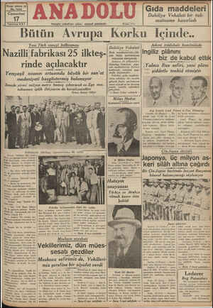  Yirmi altıncı yıl No. 7255 Cumartesi 17 Temmuz 937 Bütün Avrupa Ko Yeni Türk sanayi kâlllinmazı Nazilli fabrikası 25 ilkteş-
