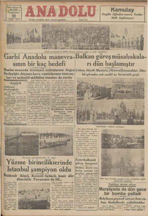    | >. 3 a Yirmi yedinci yıl 09 Cumartesi zi Eylül. 937 Garbi Anadolu manevra- sının bir kaç hedefi Bunlar arasında tecemmü