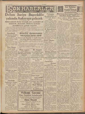    25 Kinsouerel Delbos Surıye Başvekılıle yakında Ankaraya gelecek Hükümetimizle Suriye arasında yeni muahedeler ak-...