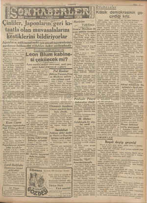    — K * 'NT kam. di C R SY - x Çinlilâ';"'_laponl TT arın| geri kı- ŞA D , a muvasalalarını kestiklerini bildiriyorlar * V İ