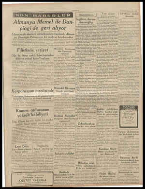  (ANADOLU) ü < T 5 Birinc in SALI 1938 Yeni nizam Çek-Macar ihtilâfı _' Baştrafı 1 inci sahifede devamda rara raptından başka