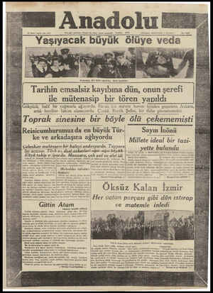  Anadolu P£ İkinci teşrin Sah 19327 Her gün sabahları (İzmir) de cıkar 2176 Yaşıya si gazetedir. Telefon: ç_g_k büyük öl...