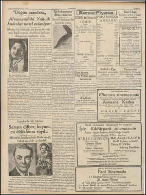  3 Birincikânun Cumartesi 1935 “Düğün acentesi,, Almanyadaki Yahudi kadınlar nasıl evleniyor Meşhur bir bankerin dul karısı