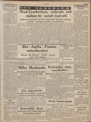  4 TEMMUZ 1939 SALI —— I DIŞ POLİTİKA Rus-Japon tayya” re harbi Bir kaç gündenberi uzak şarktan gelen haberler, Sovyetlerle