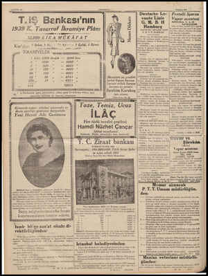  (SAHİFE 12) âlen DKODK UAYAODA OĞKĞ GEKKAANNA DAi KAKEKARAAKALARKKNK II T.iŞ Bankası'nın 1939 K, Tasarruf İkramiye Plânı —