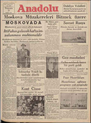  Yirmı Dokuzuncu Yıl No: 7895 Perşembe 27 'TEMMUZ 1939 MOSKOVADA Müzakerelerin gayetın Ittifakın gelecek haftaim- zalanması