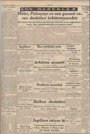  18 Ağustos 1939 CUMA Yeni bir Münih N S oN oyunu — Baştarafı 1 inci sahifede — Geçen sene demokrasiler çok ha - zırlıksız...