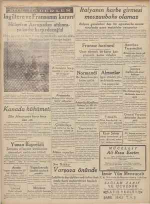    t 11  Eşlül 1939 Pazartesi ŞTT OT lngiltere ve Fransanm kararı* Hitlerizm Avrupadan atılınca- ya kada |Fransa, bu harbin