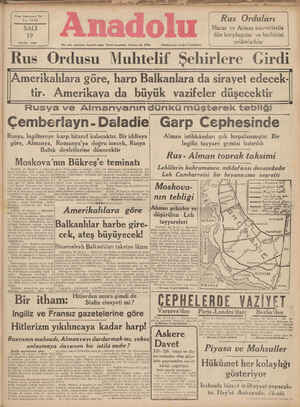    Yirmı Dokuzumcu Yıl No, 7945 SALI 19 Â EYLÜL 1939 g Her gün sabahları İzmirde çıkar Siyasi gazetedir, Telefon No. 2776...
