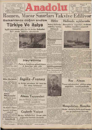    Türki Ingiliz gazeteler kat'i snrette Belgrad, 20 (Radyo) — Budapeş-| bildi: İ iğine göre, Macaristan | Karpatlarda Rualara