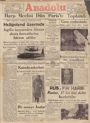 Anadolu Gazetesi December 20, 1939 kapağı