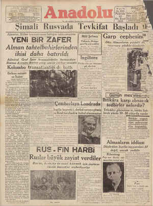 Anadolu Gazetesi December 21, 1939 kapağı