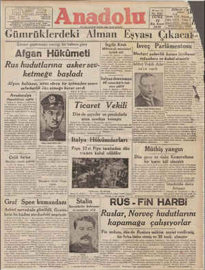 Anadolu Gazetesi December 22, 1939 kapağı
