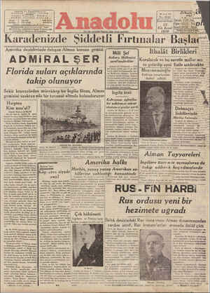 Anadolu Gazetesi December 23, 1939 kapağı