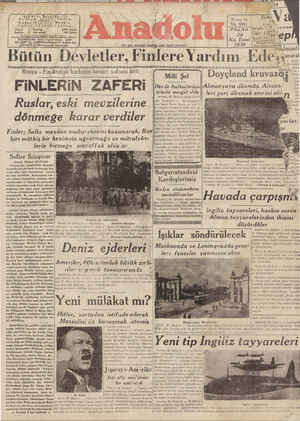 Anadolu Gazetesi December 24, 1939 kapağı