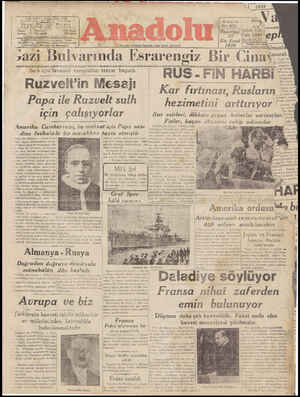 Anadolu Gazetesi December 25, 1939 kapağı