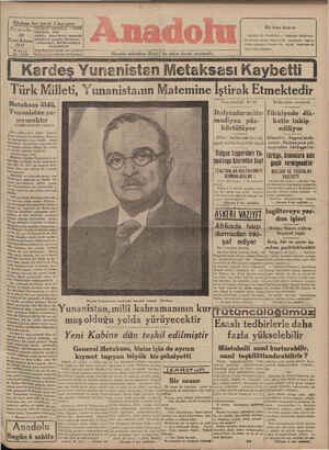 Anadolu Gazetesi January 30, 1941 kapağı