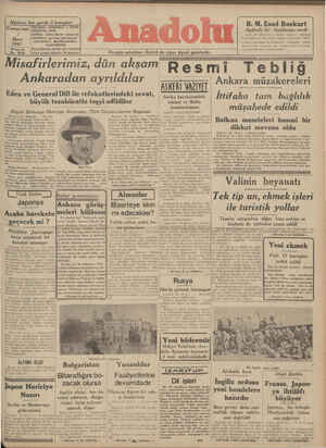 Anadolu Gazetesi 1 Mart 1941 kapağı