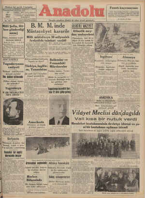 Anadolu Gazetesi 22 Mart 1941 kapağı