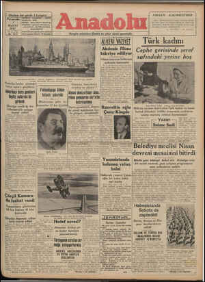 Anadolu Gazetesi 1 Mayıs 1941 kapağı