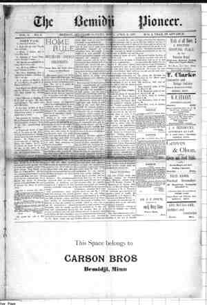 Bemidji Pioneer Newspaper 8 Nisan 1897 kapağı