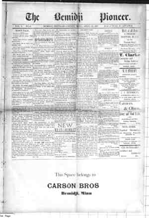 Bemidji Pioneer Newspaper 22 Nisan 1897 kapağı